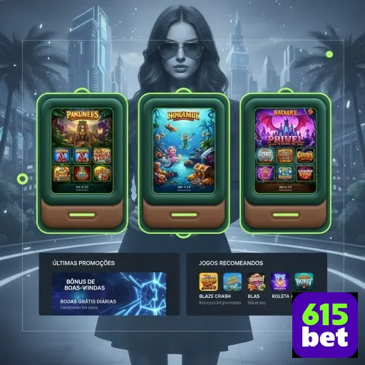 Ilustração de Descubra o aplicativo cassino da 615bet para jogos mobile
